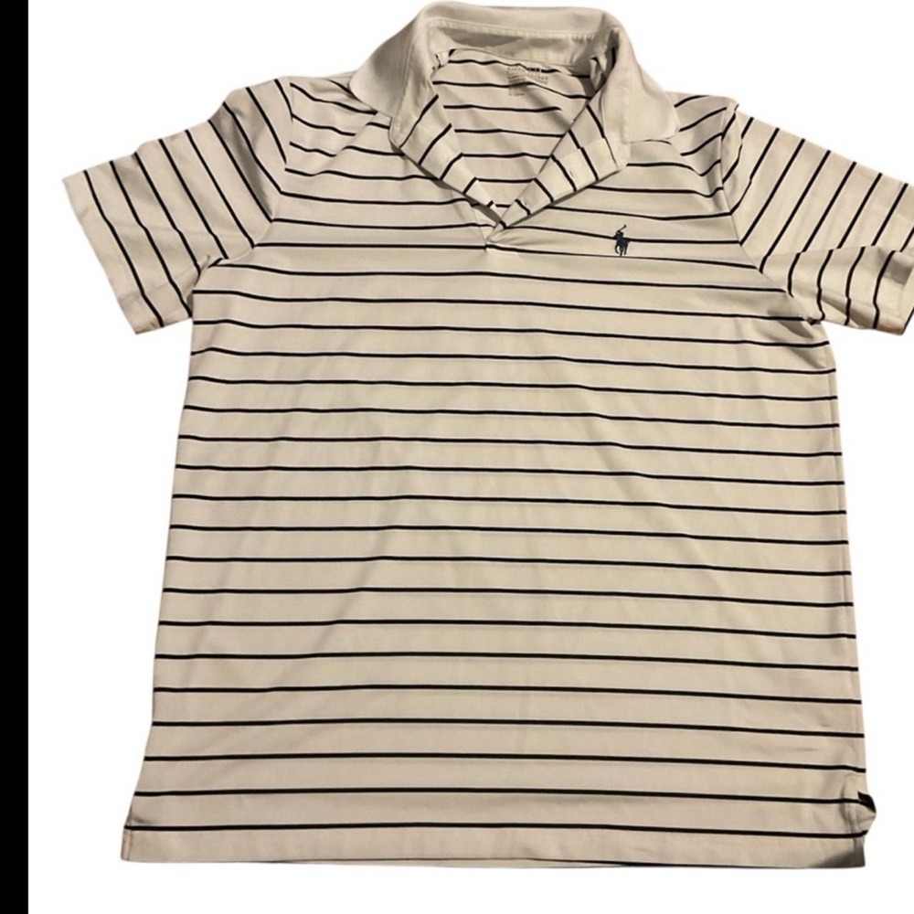 Polo by Ralph Lauren performance Black and white Striped Polo Shirt golf preppy